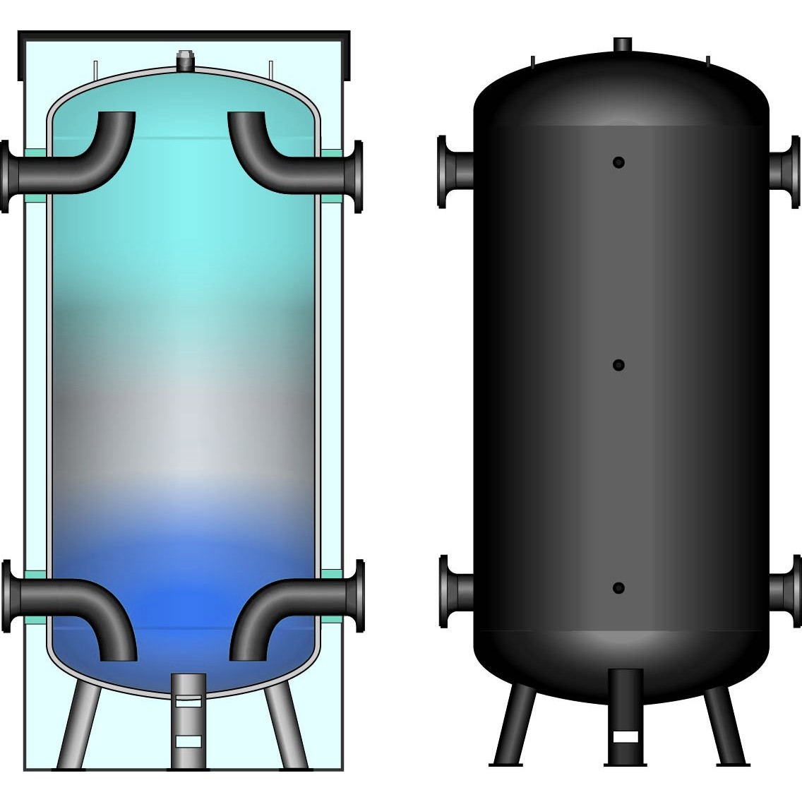 Накопитель котла. Бак-аккумулятор БАГВ-3. Буферная емкость inox 300 л. Аккумулирующий бак для системы холодоснабжения. Аккумуляторный бак для горячей воды v=100м3.